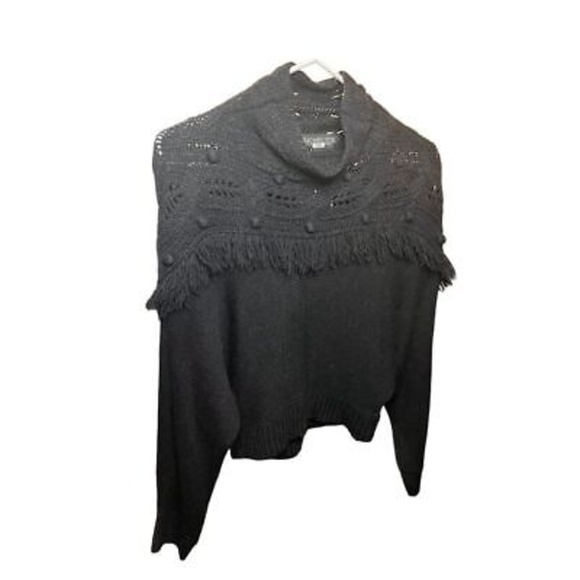 Rachel Zoe Women's XS Black Pullover Sweater Mock Neck Fringe Detail - Picture 11 of 16